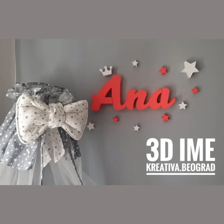 3D ime od stirodura za dečiju sobu